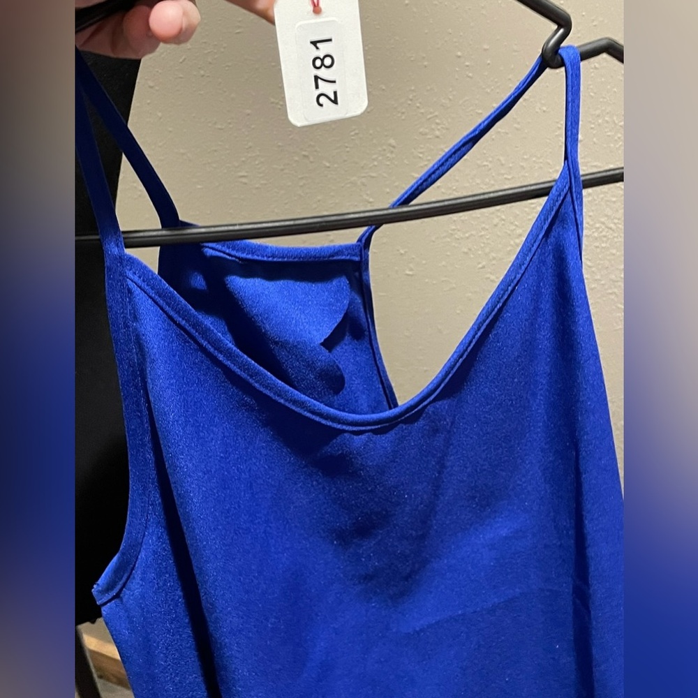 Bright Blue Open Back Tank Top- Large - Picture 10 of 12